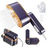 Portable Travel Steamer for Clothes 1200W Powerful 2 In 1 Steamer & Iron,10s Fast Heat 4 Modes with LED Display, 150ml Water Tank Powerful Wrinkle Remover for Home Office Travel for 120V