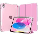 MoKo for iPad (A16) 11th Generation Case 11 Inch 2025, iPad 10th Generation Case 10.9 Inch 2022 with Pencil Holder, Slim Light Trifold Protective Cover with Hard PC Translucent Back Shell, Pink