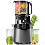 Cold Press Juicer, 5.8" Extra Large Feed Chute Fit Whole Fruits & Vegetables, 350W Slow Masticating Juicer Machines, Easy to Clean,High Juice Yield(Grey)
