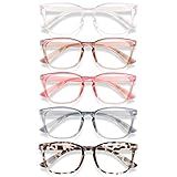 WINTOO Blue Light Glasses for Woman Men | 99% Blue Light Blocking Glasses for Computer Gaming TV Phone Screen Square Frame | Anti Eyestrain & UV Glare Protection - 5 Pair