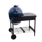 Char-Griller AKORN 20-Inch Kamado Charcoal Grill and Smoker with Grill Cart, Triple-Wall Insulated Steel with Cast Iron Grates and 26 x 26 Inch Prep Space, 445 Sq. In. Cooking Area, Sapphire