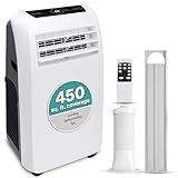 SereneLife Small Air Conditioner Portable 10,000 BTU with Built-in Dehumidifier - Portable AC unit for rooms up to 450 sq ft - Remote Control, Window Mount Exhaust Kit