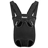 Pawaboo Pet Carrier Backpack, Adjustable Pet Front Cat Dog Carrier Backpack Travel Bag, Legs Out, Easy-Fit for Traveling Hiking Camping for Small Medium Dogs Cats Puppies 2.5-5lbs, S, Black