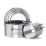 Biscuit Cutter Set Round Cookie Cutters with Handle 5 Pieces Stainless Steel Circle Professional Baking Dough Tools for Cake