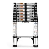 SocTone 12.5FT Telescoping Ladder with Stabilizers, Extension ladder