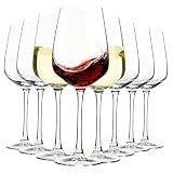 YARYOUNG 15oz Wine Glasses Set of 8, Thickened Stemmed Glasses for Red/White Wine, Heavy Base Clear Red Wine Glasses for Everyday, Wine Lovers, Parties, Gifts, Dishwasher Safe, 460ml, 8 Piece Set