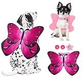 Dog Costume Butterfly Wing for Dogs Cats Dog Halloween Costumes for Small Medium Large Dogs, Cat Fairy Wings Pet Costumes for Christmas Puppy Clothes Outfit with 3PCS Flowers Halloween Decorations