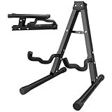 DkOvn 1 Pack Guitar Stand, A-Frame Folding Guitar Stand with Non-Slip Rubber and Foam Arms, Metal Guitar Stand for Acoustic Guitar, Electric Guitar, Bass, Ukulele, Banjo