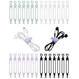 Ortarco 28 Pcs Silicone Cable Ties Reusable, Cable Cord Organizer Straps for Charging Wire, Computer Cords, 4 Color