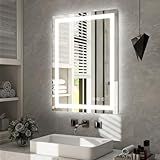 Easly 24x32 Inch LED Bathroom Mirror with Anti-Fog & Memory Function - Dual Lighting (Backlit + Front Lit), 3 Color Modes, Dimmable Tempered Glass - Wall Mounted Modern Vanity Mirror