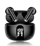 XIAOWTEK Wireless Earbuds, 2026 Bluetooth 5.4 Headphones Bass Stereo Ear Buds with Noise Cancelling Mic, LED Display in Ear Earphones 50H Playtime Ear Buds, IP7 Waterproof for Laptop Pad Phones Black