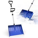 Snow Shovel for Driveway Car Garage, Snow Removal with D-Grip Handle Aluminum Strip, Ergonomic Heavy Duty Snow Shovel for Home Garden Outdoor, Blue