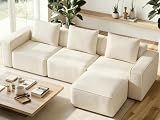 Welzona 103" Modular Sectional Sofa, Minimalist Comfy Cloud Couch Sectional, Tool-Free Setup Couches for Living Room, Wood Frame l Shaped Couch with Ottoman, 22" Deep Seat Chenille Cloud Sofa