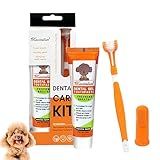 Dog & Cat Toothpaste Kit with Toothbrush & Finger Brush – 100g Vanilla Flavor Pet Toothpaste – Helps Reduce Plaque, Freshen Breath & Support Healthy Gums – Puppy & Adult Pet Dental Care