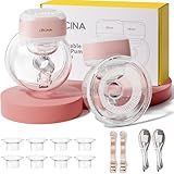 Wearable Breastfeeding Pump Hands Free of Long Battery Life, Portable Electric Breast Pump with 3 Modes and 9 Levels, LED Display, Anti-backflow, 16/18/20/22/24mm Flanges & Inserts, 2 Pack (Pink)