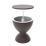 SHAREWIN Portable Outdoor Cooler Table, 8 Gallon Ice Cooler with Drainage Plug, Lift Top Lid 3-in-1 Rattan Style Patio Bar Side Table – Perfect for Parties