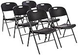 Amazon Basics Sturdy Foldable Plastic Chair, Portable, 350-Pound Capacity, Black, 6-Pack