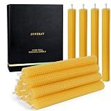14 Pack Hand-Rolled Beeswax Taper Candles,8in Handmade Bees Wax Candle for Home,Dripless & Unscented Candle Sticks,Burning Time 4 Hours(Yellow)