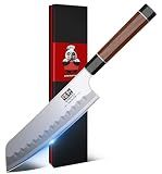 SHAN ZU 7 Inch Japanese Santoku Knife, 9 Layers 10Cr15MoV High Carbon Steel