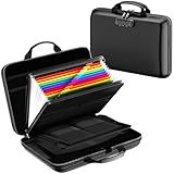 HIBWN Fireproof Document Box, Hard Case Fireproof File Organizer with Lock and 13 Pocket Accordion File Folder, Portable Safe Box for Home Office Travel to Storage Important Documents Laptop Black