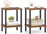 TUTOTAK End Table, Set of 2, Side Table, Nightstand, 2-Tier Storage Shelf