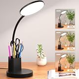 Vicsoon LED Desk Lamp for College Dorm with Pen Phone Holder, Black