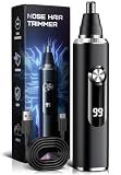 Savilab Nose Hair Trimmer for Men and Women, USB Rechargeable Electric Facial and Ear Hair Remover with LED Display, Dual-Edge Blades for Smooth, Painless Eyebrow Grooming (Black)
