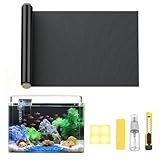 Pawfly Black Aquarium Background, 25.2" x 11.8", Static Cling Tank Background Wallpaper, No Glue Reusable PVC Fish Tank Backdrop, Easy to Install Aquarium Décor Background, Fish Tank Decoration