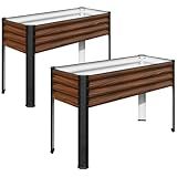 SnugNiture Raised Garden Bed with Legs, 2PCS 48×18×32in Outdoor Metal Elevated Raised Planter Box for Backyard, Patio, Balcony
