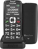 Easyfone A6 4G Big Button Senior Cell Phone, Easy-to-Use Clear Sound Mobile Phone for Elderly with FM Radio, Hearing Aid Compatible, Flashlight, SOS Button and an Easy Charging Dock (Black)