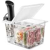 EVERIE Sous Vide Container with Lid and Rack, 12 Quart Sous Vide Container Kit with Universal Collapsible Hinged Lid, Compatible with Anova, Inkbird, Breville, Joule, Wancle and Most Clip-On Sous Vide Cookers