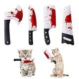 Potaroma 4Pcs Cat Toys, Horror Halloween Knife-Shaped Kitten Catnip Crinkly Sound Toys, Indoor Exercise for All Cat Breeds 6.5 Inches