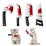 Potaroma 4Pcs Cat Toys, Horror Knife-Shaped Kitten Catnip Crinkly Sound Toys, Indoor Exercise for All Cat Breeds 6.5 Inches