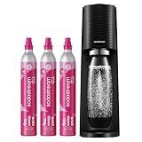 SodaStream TERRA Sparkling Water Maker, CO2 Bundle, CQC CO2 System, Includes 3 Quick Connect 60L CO2 Cylinders, 1 Dishwasher Safe BPA Free Bottle, Make your own Pepsi, Black