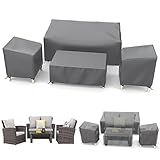 STARTWO Outdoor Waterproof Patio Furniture Covers 4-Piece Set for Chairs, Loveseat and Coffee Table, Grey