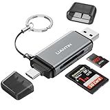 UANTIN SD Card Reader USB C, High-Speed Dual Slot Memory Card Reader, USB 3.0 to Micro SD Card Adapter for SD/MicroSD/SDHC/SDXC/MMC, Compatible with iPhone 16, MacBook Pro/Air, iPad Pro, Galaxy - Grey