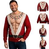 Ugly Christmas Sweater Men Funny 3D Hairy Chest Musle Santa Sweatshirt