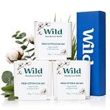 Wild Aluminum Free Natural Deodorant Refills - Fresh Cotton & Sea Salt - Women & Men's - Fits Wild Refillable Case - 24 Hour Odor Protection - Box of 3