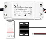 Smart Garage Door Opener, Universal WiFi Garage Door Remote Controller with Smartphone App Control, Door Left Open Alert, Compatible with iOS, Android, Alexa, Google Assistant, IFTTT, No Hub Needed