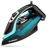 PurSteam SteamTech Elite 1750W Steam Iron, Digital Temp Control & LED Display, Ceramic Soleplate, Adjustable Steam, Self-Clean, Anti-Calc, Anti-Drip, Auto Shut-Off