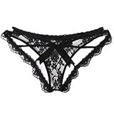 Avidlove Black Underwear Women Floral Lace Cheeky Panties with Bow Back Strappy Criss Cross Bikini Panty Brief