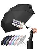 LILAC Compact Travel Windproof Umbrella, 43" Auto open/close Folding Quick Dry Umbrellas for Rain, Lightweight Portable Small for Backpack Car, Thoughtful Gift for Women Men Kids, TSA Approved, 1-Black