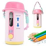Electric Pencil Sharpener, Low Noise Fully Automatic Pencil Sharpener for Classroom,6.9-10.8mm Colored/Jumbo Pencils, Auto in & Out,Rechargeable Hands-Free Sharpener for Home/Office, Pink
