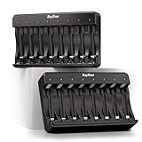 2 Pack Battery Charger AA AAA for Ni-MH/Ni-Cd Rechargeable Batteries, Type-C Fast 8 Bay Smart Charger with LED Display, Auto-Sensing Safety Protection