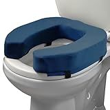 Toilet Seat Riser for Seniors - Adds 3 inches. Universal Fit - Raised Toilet Seat Cushion with Medium-Firm Foam for Enhanced Comfort & Elevation. Easy to Clean. Post-Surgery Must Have (Blue)