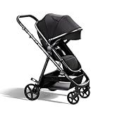 Mompush Baby Stroller, Convertible 2-in-1 with Bassinet Option, Infant Car Seat Compatible, Includes Adapter - Sturdy Full-Size Infant Stroller for Family Adventures