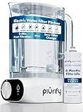 Piurify Compact 50 OZ Countertop Electric Water Filter Pitcher | Removes 99% of Lead, Microplastics, PFAS & Chlorine | Advanced Carbon Block & UltraFiltration Technology | 6 Months Filter Life
