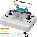 All-Ages Mini Drone with Easy Stunt Flights & 360° Tricks - Perfect Beginner-Friendly Flyer, Mini Drone for Kids with LED & Altitude Hold & Propeller Protection, 360°flips, For Indoor Outdoor (Blue)