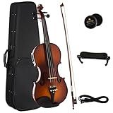 Cecilio 4/4 Full Size Acoustic & Electric Violin for Beginners & Professionals, Hand-Carved Solid Spruce Top, Ebony Fine Tuners, Full Set with Case, Bow, Rosin & AUX Cable (Metallic Black)