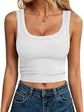 ANRABESS Womens Crop Tank Tops, Soft Breathable Ribbed Slim Fit, Comfy for Basic,Casual,Going Out&Daily Wear Medium White